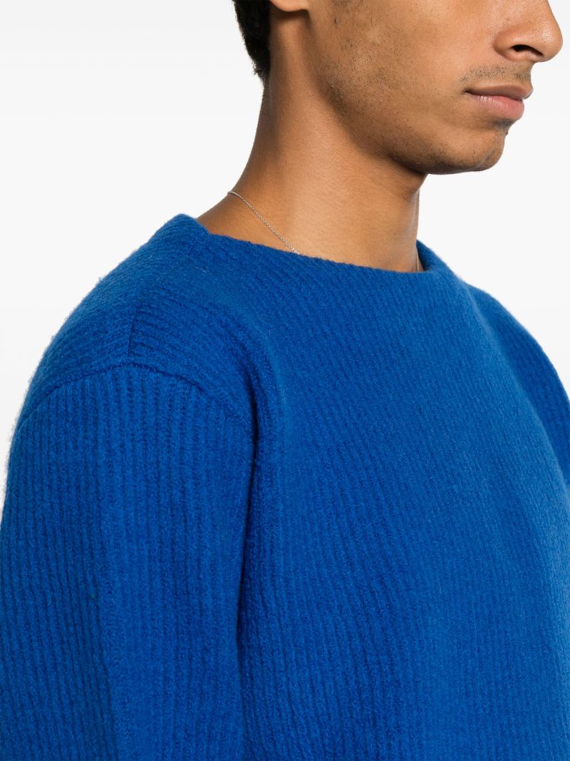 Blue Milled Ribbed Wool Sweater