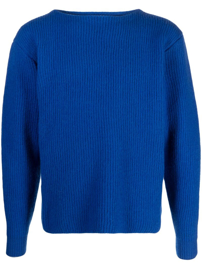 Blue Milled Ribbed Wool Sweater