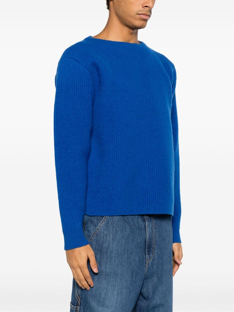 Blue Milled Ribbed Wool Sweater