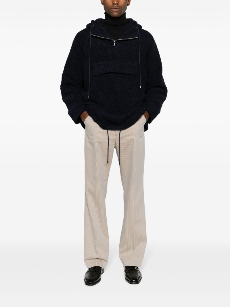 Blue Pullover Wool Parka Jacket