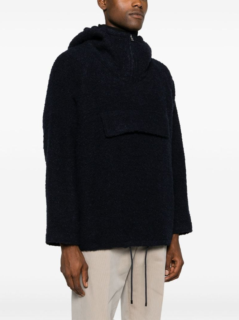 Blue Pullover Wool Parka Jacket