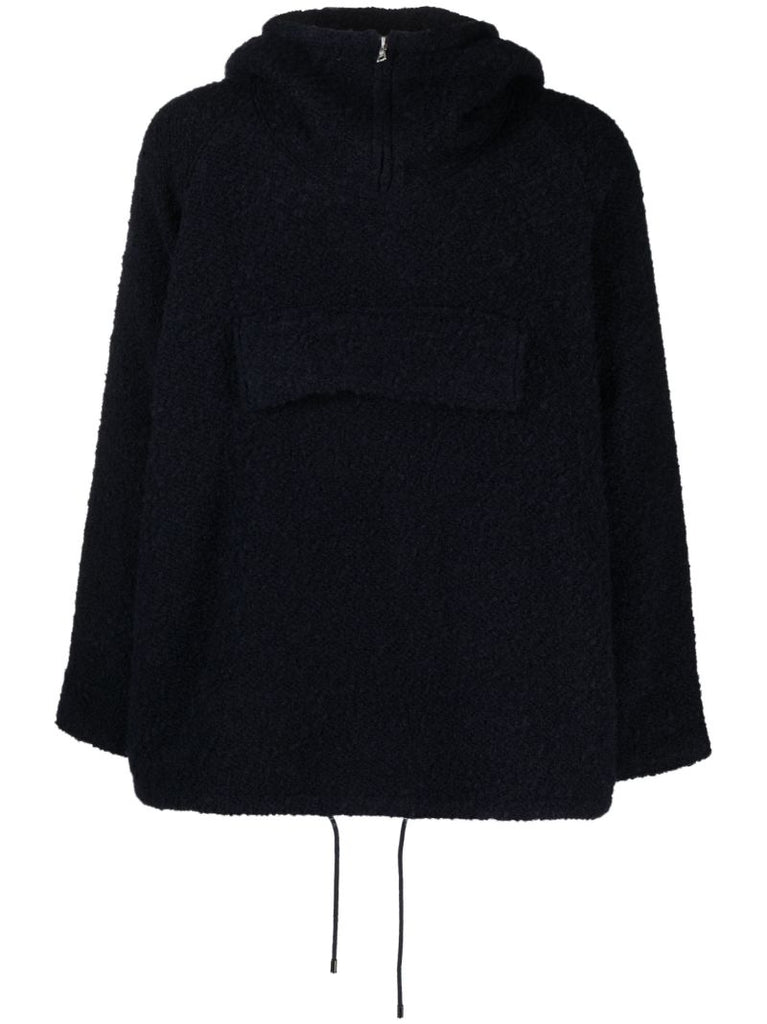 Blue Pullover Wool Parka Jacket