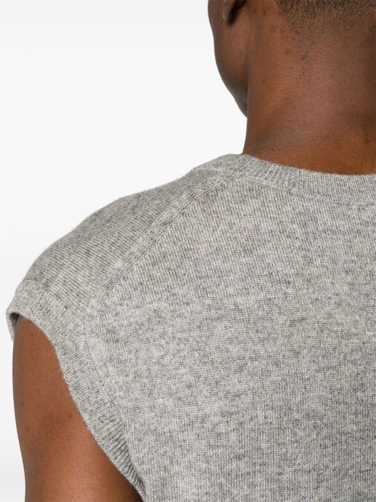 Grey Knitted Cashmere-silk Top