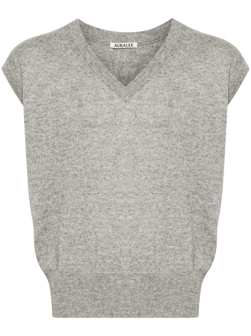 Grey Knitted Cashmere-silk Top