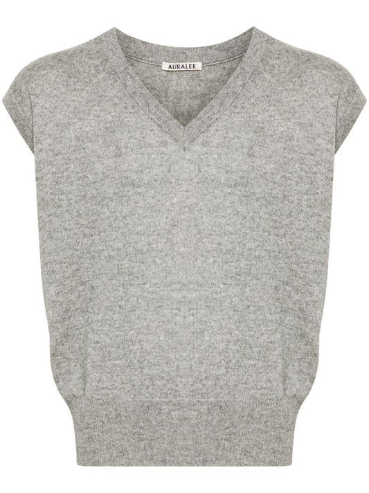 Grey Knitted Cashmere-silk Top
