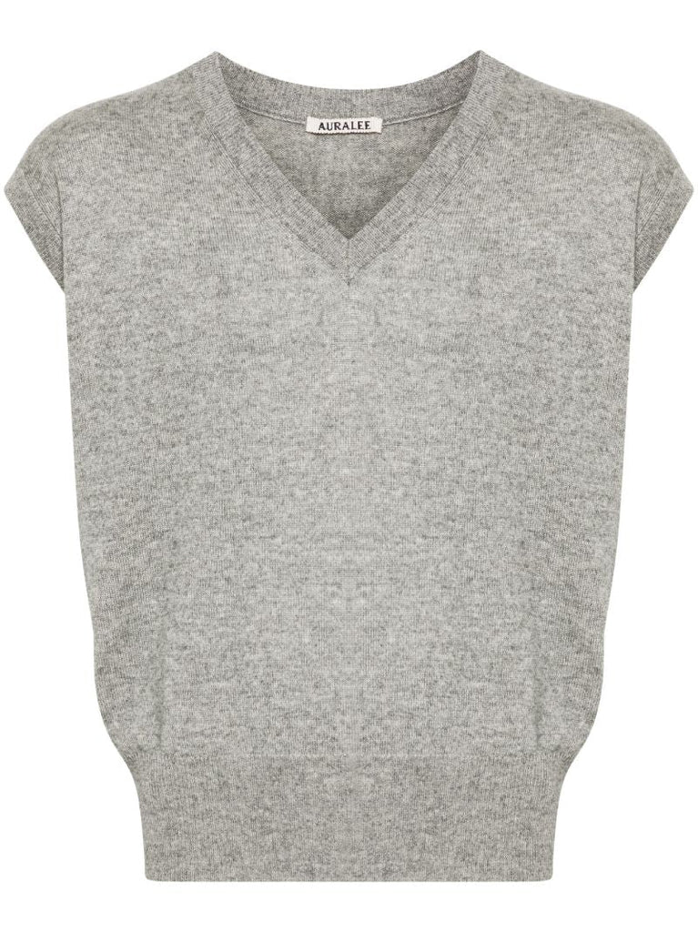 Grey Knitted Cashmere-silk Top