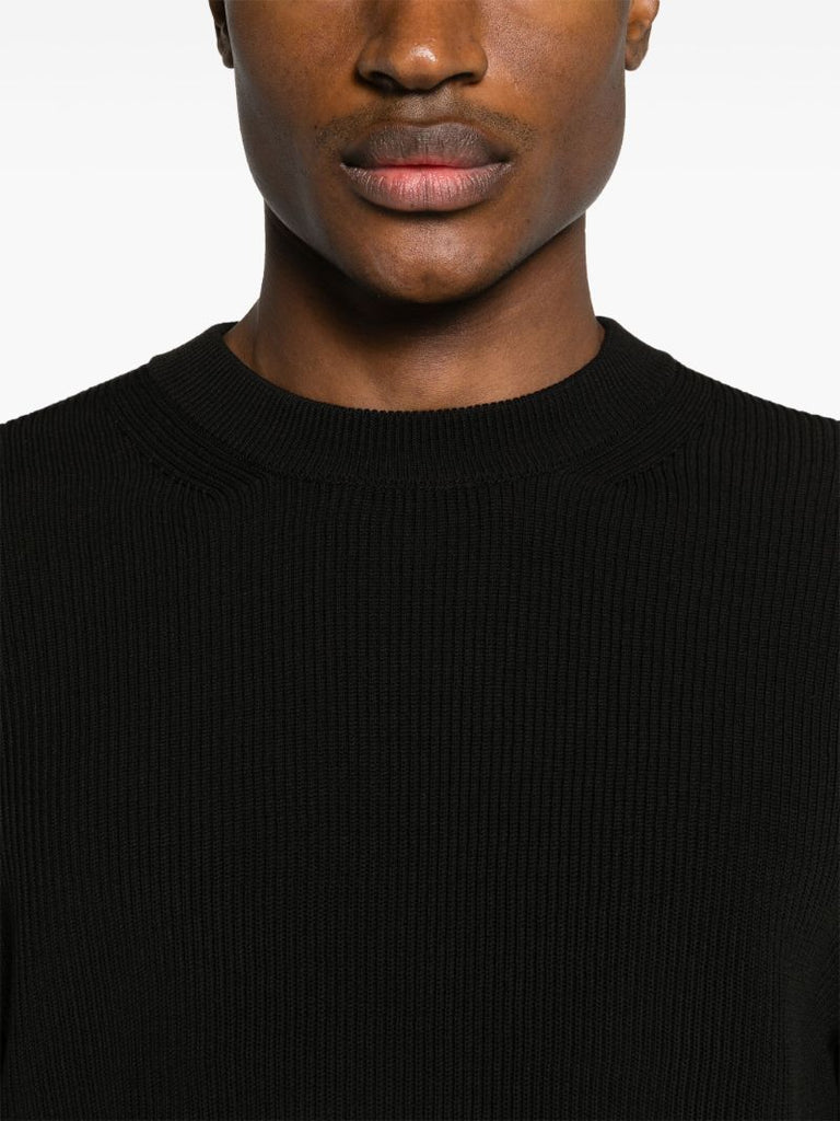 Black Super Hard Twist Ribbed-knit Sweater