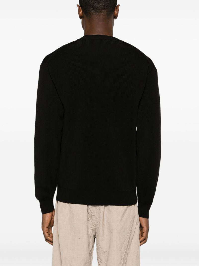 Black Super Hard Twist Ribbed-knit Sweater
