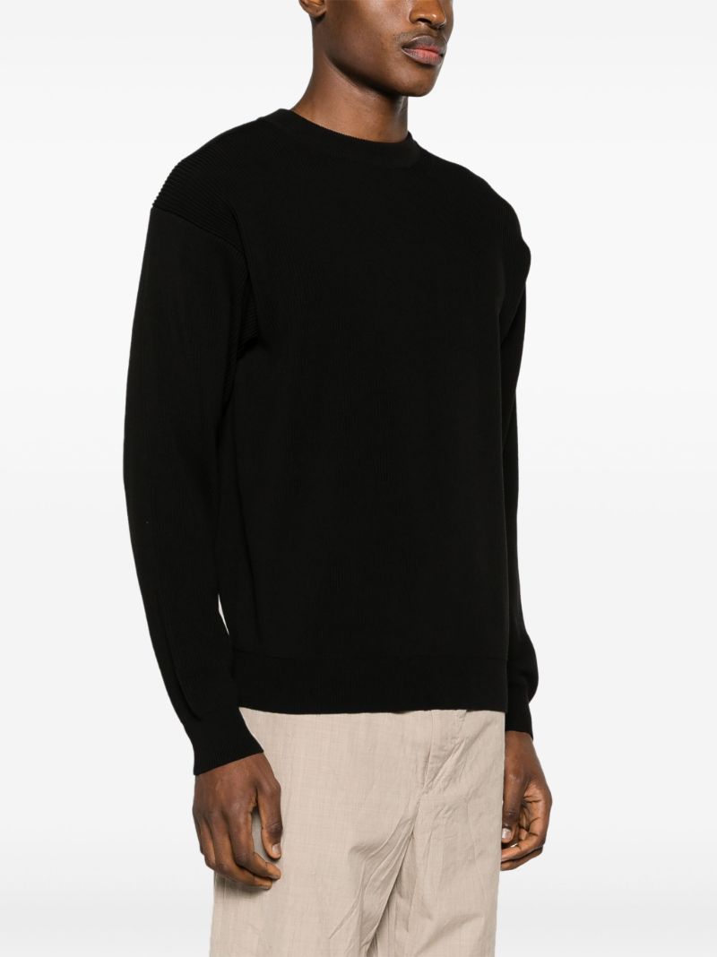 Black Super Hard Twist Ribbed-knit Sweater