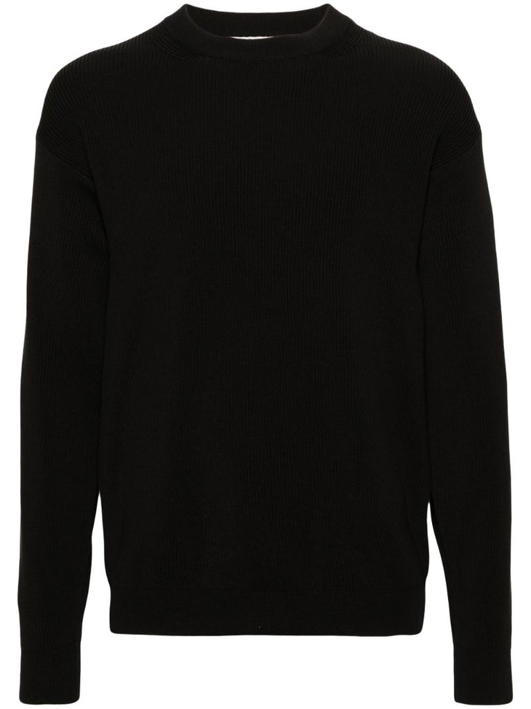 Black Super Hard Twist Ribbed-knit Sweater