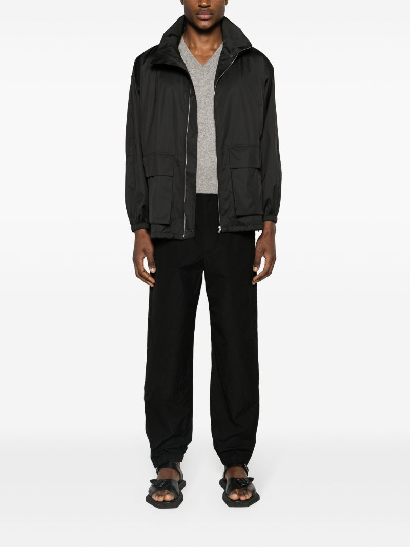 Black High Count Tapered Wool Trousers