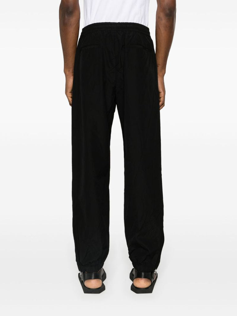 Black High Count Tapered Wool Trousers