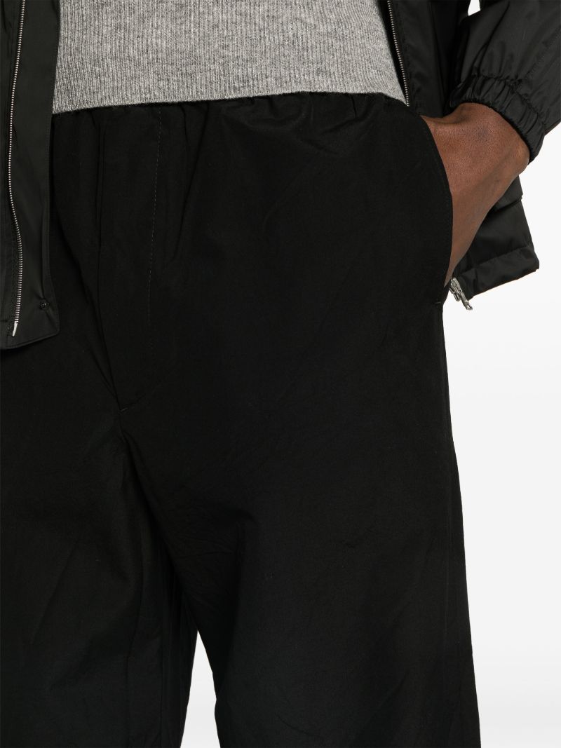 Black High Count Tapered Wool Trousers