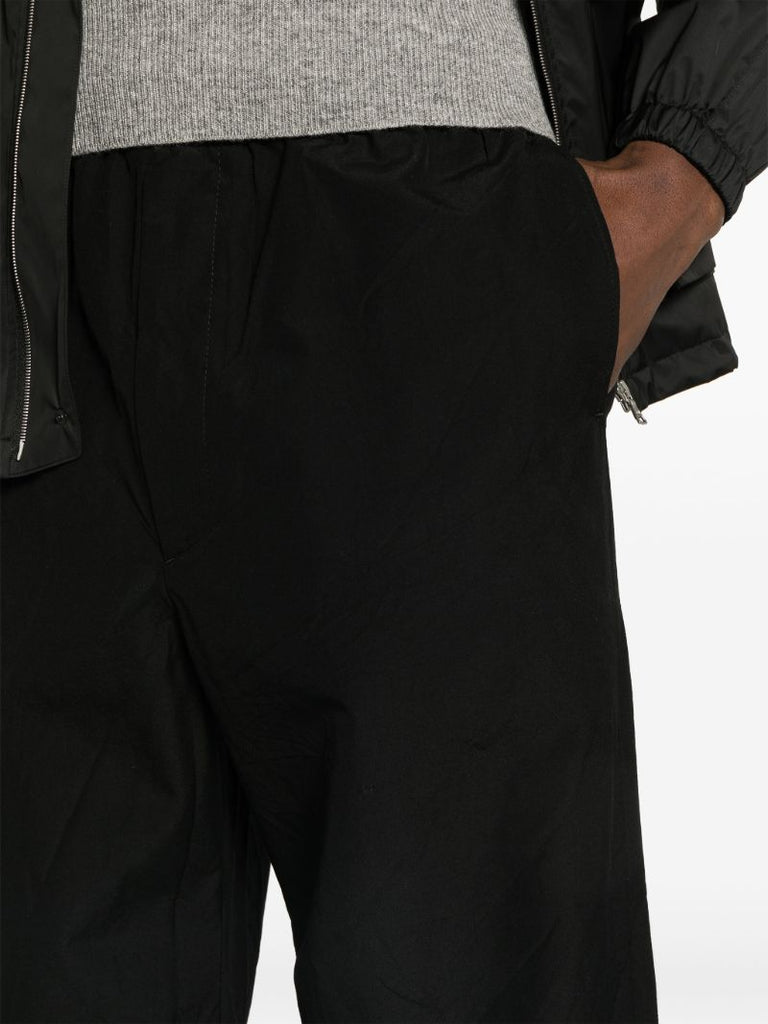 Black High Count Tapered Wool Trousers