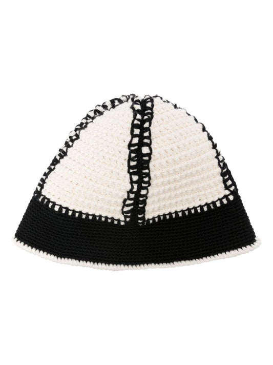 Black Crochet-knit Wool Bucket Hat