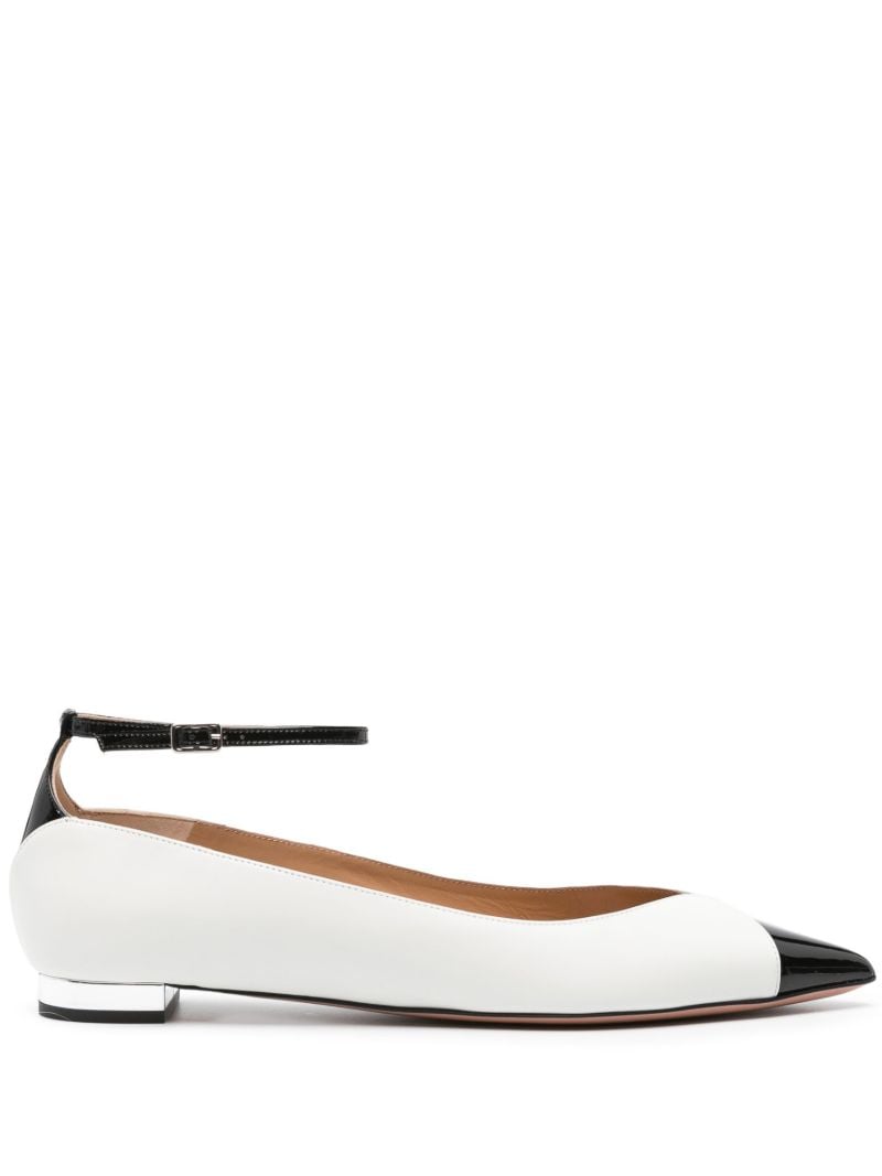 White and Black Pinot Leather Ballet Pumps