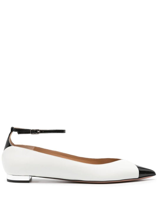 White and Black Pinot Leather Ballet Pumps