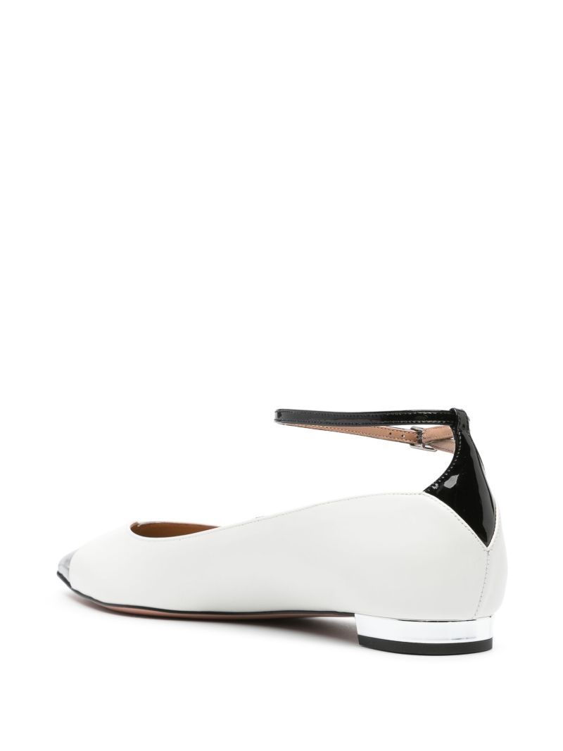 White and Black Pinot Leather Ballet Pumps