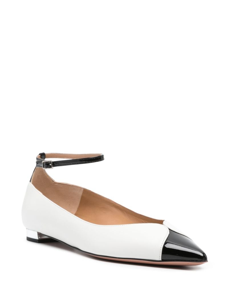 White and Black Pinot Leather Ballet Pumps