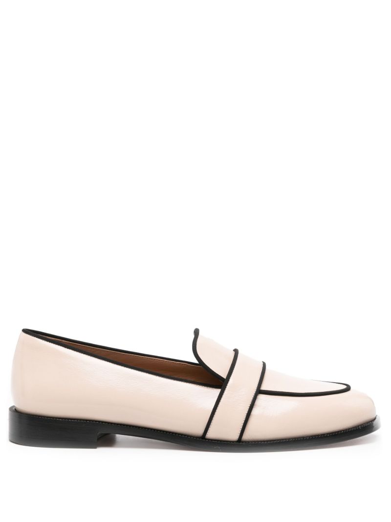 Neutral Martin Contrast-trim Patent Loafers