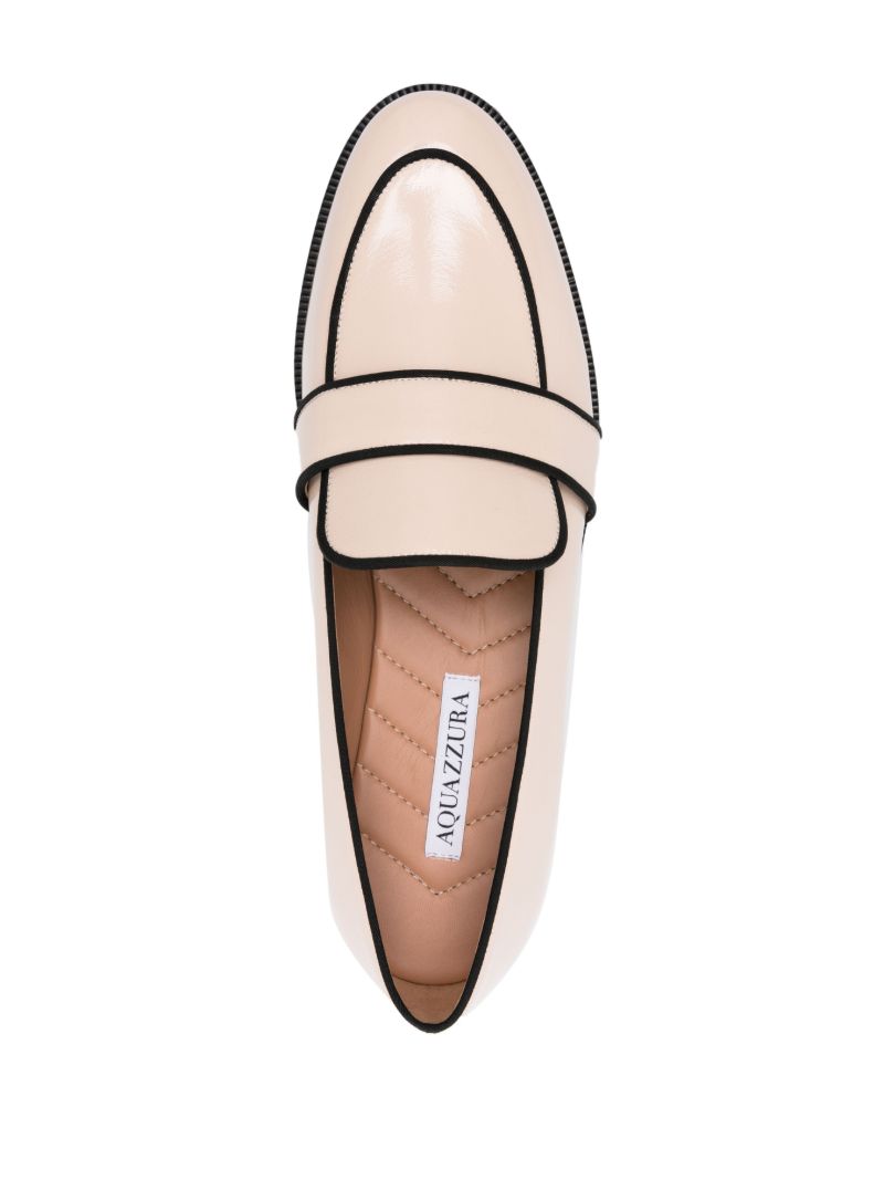 Neutral Martin Contrast-trim Patent Loafers