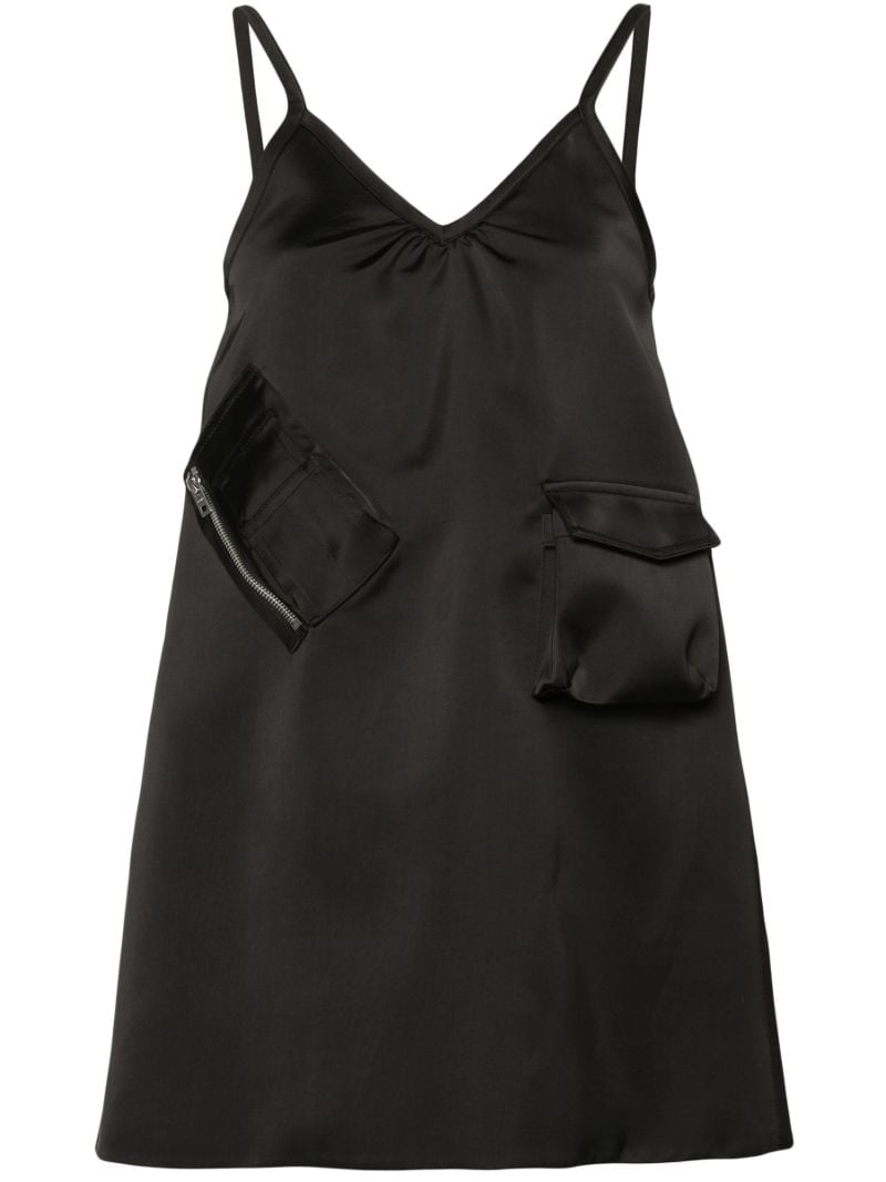 Black V-neck Satin Mini Dress