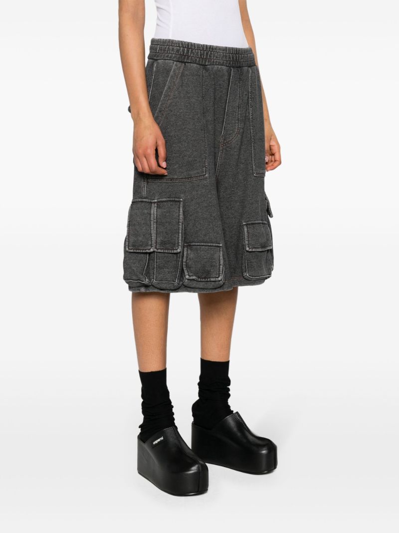 Black Cotton Cargo Track Shorts