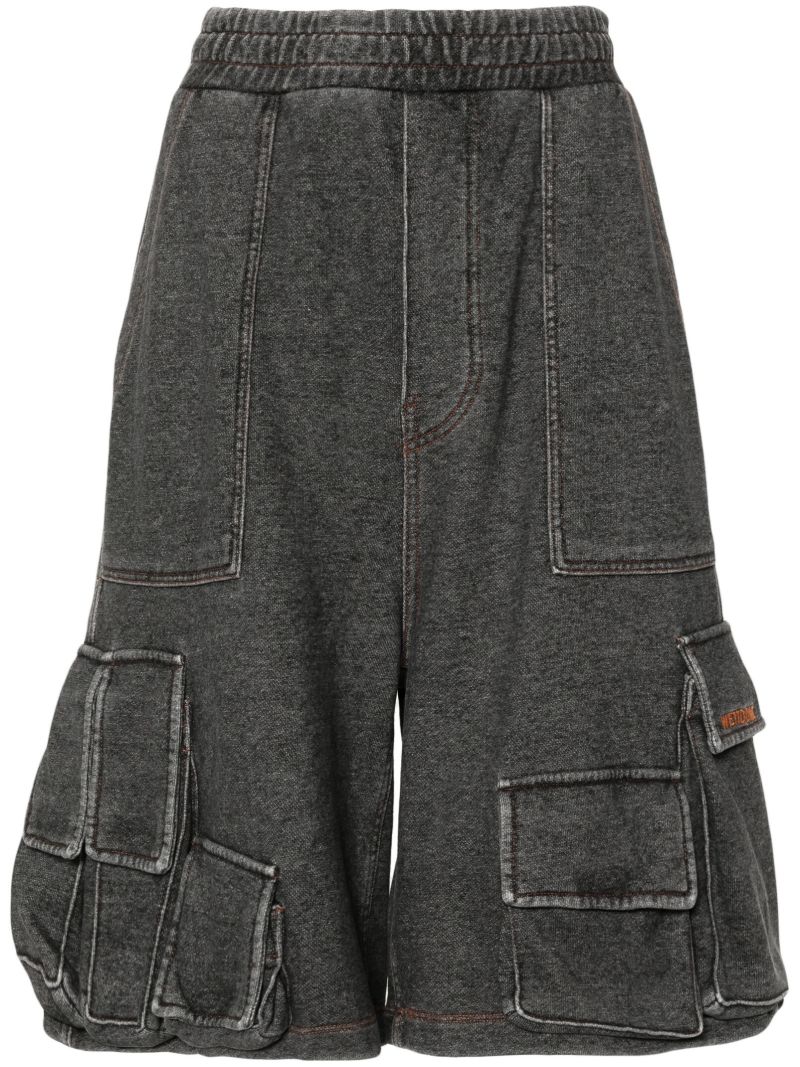 Black Cotton Cargo Track Shorts