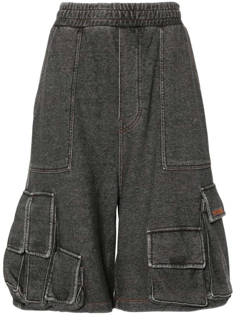 Black Cotton Cargo Track Shorts