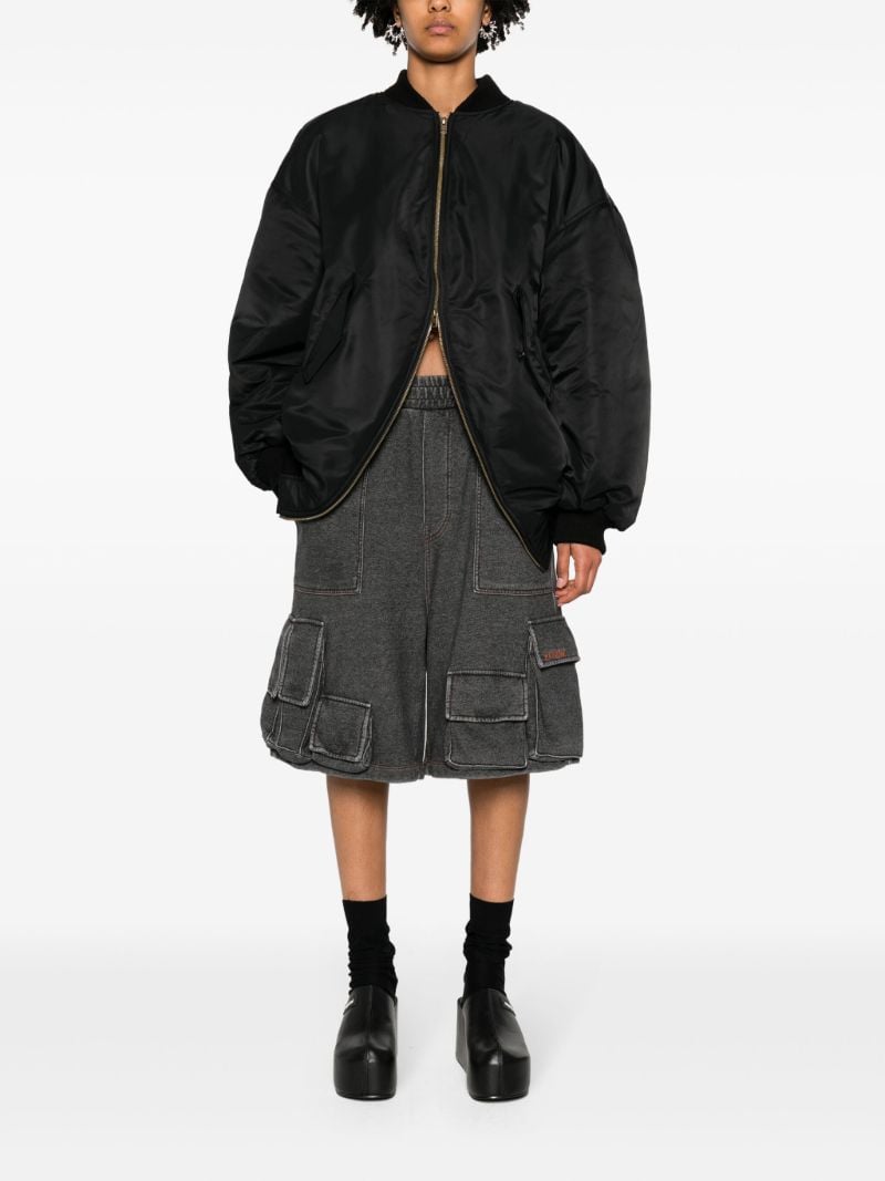 Black Cotton Cargo Track Shorts