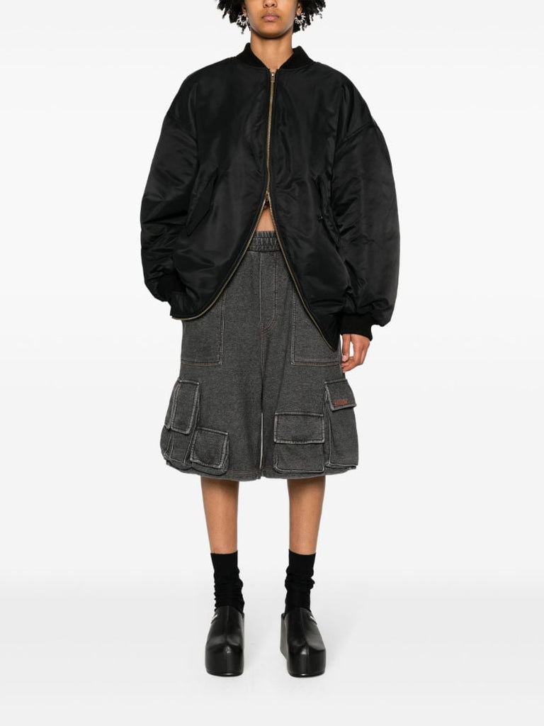 Black Cotton Cargo Track Shorts