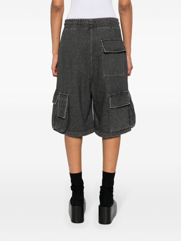 Black Cotton Cargo Track Shorts