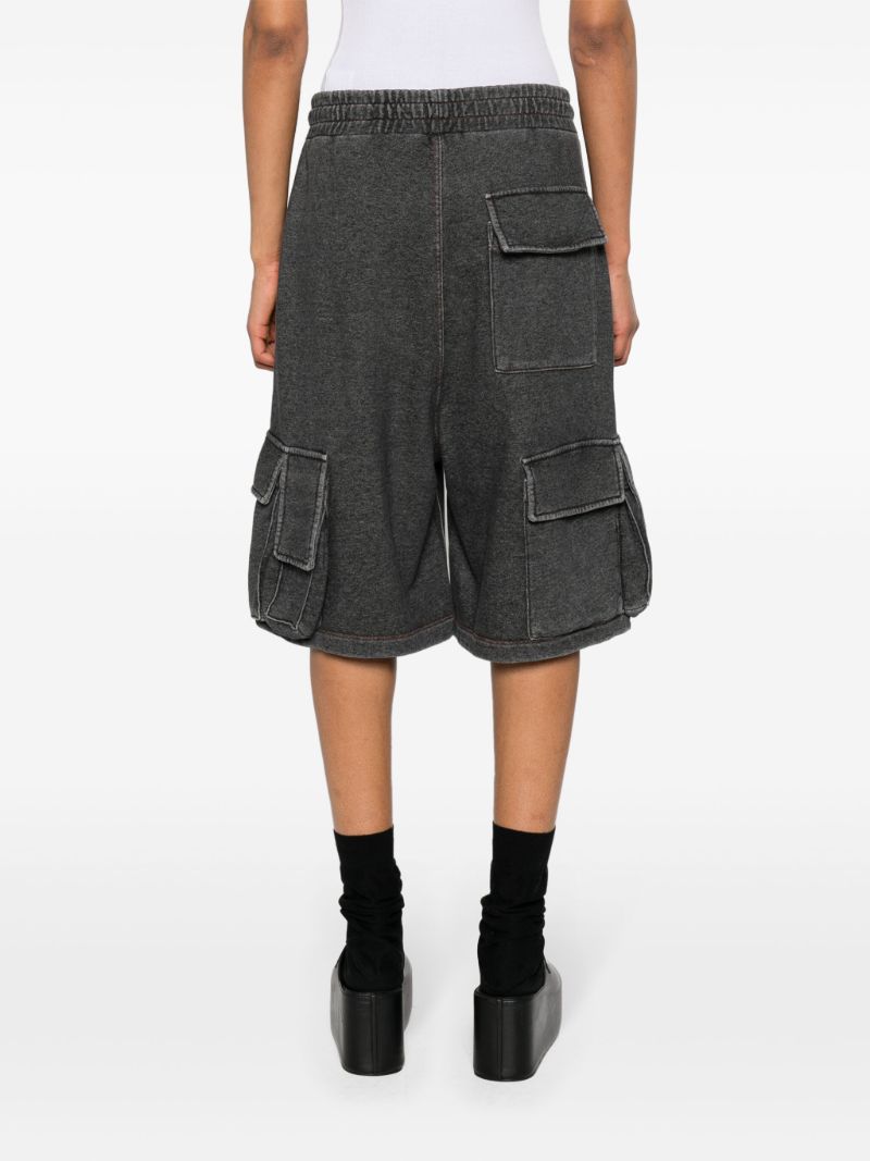 Black Cotton Cargo Track Shorts
