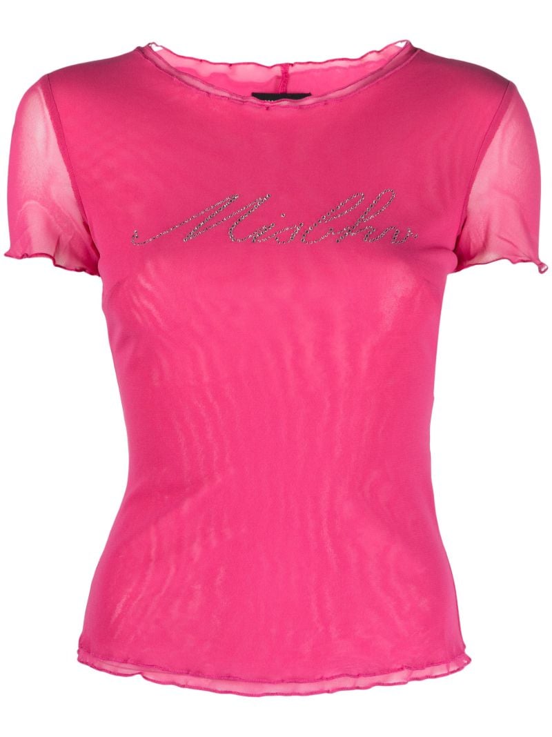 Pink Logo Embellished T-shirt