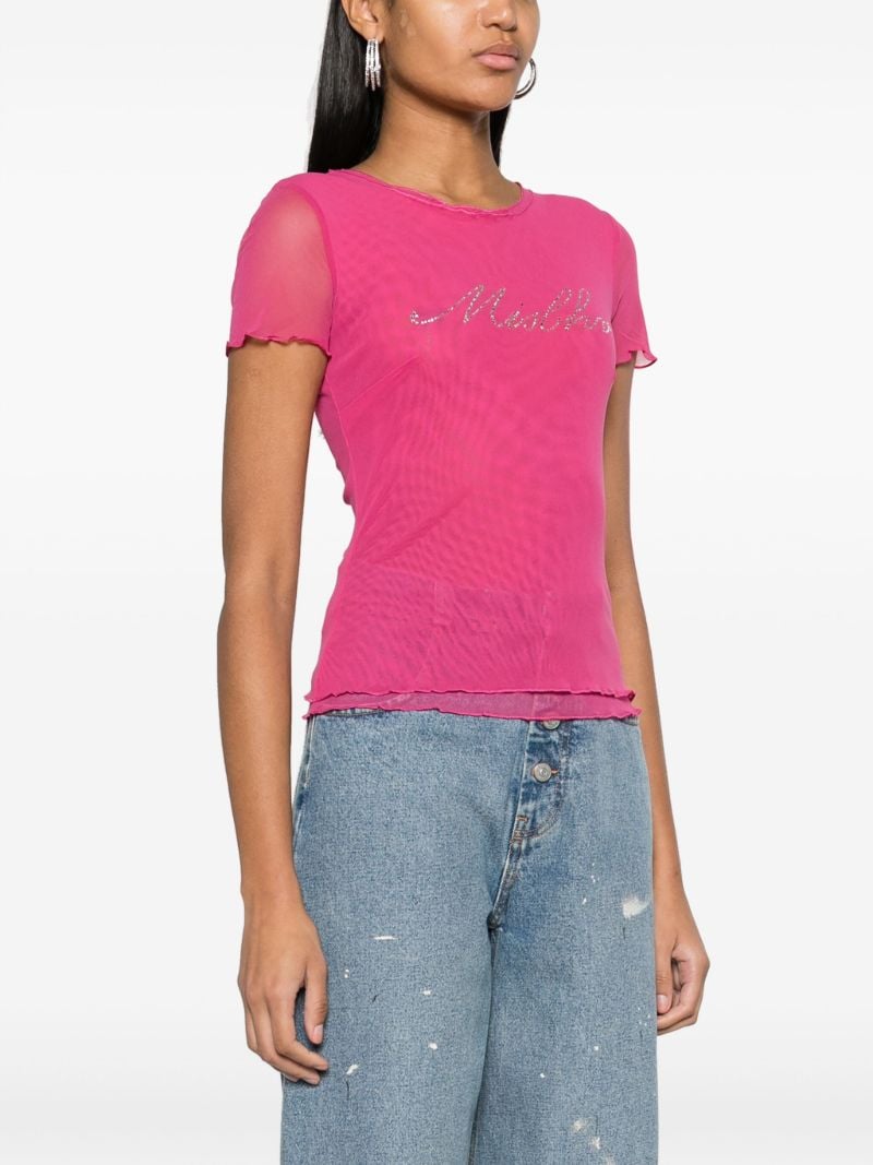 Pink Logo Embellished T-shirt