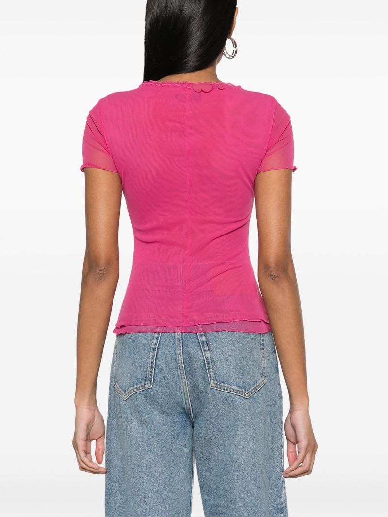 Pink Logo Embellished T-shirt
