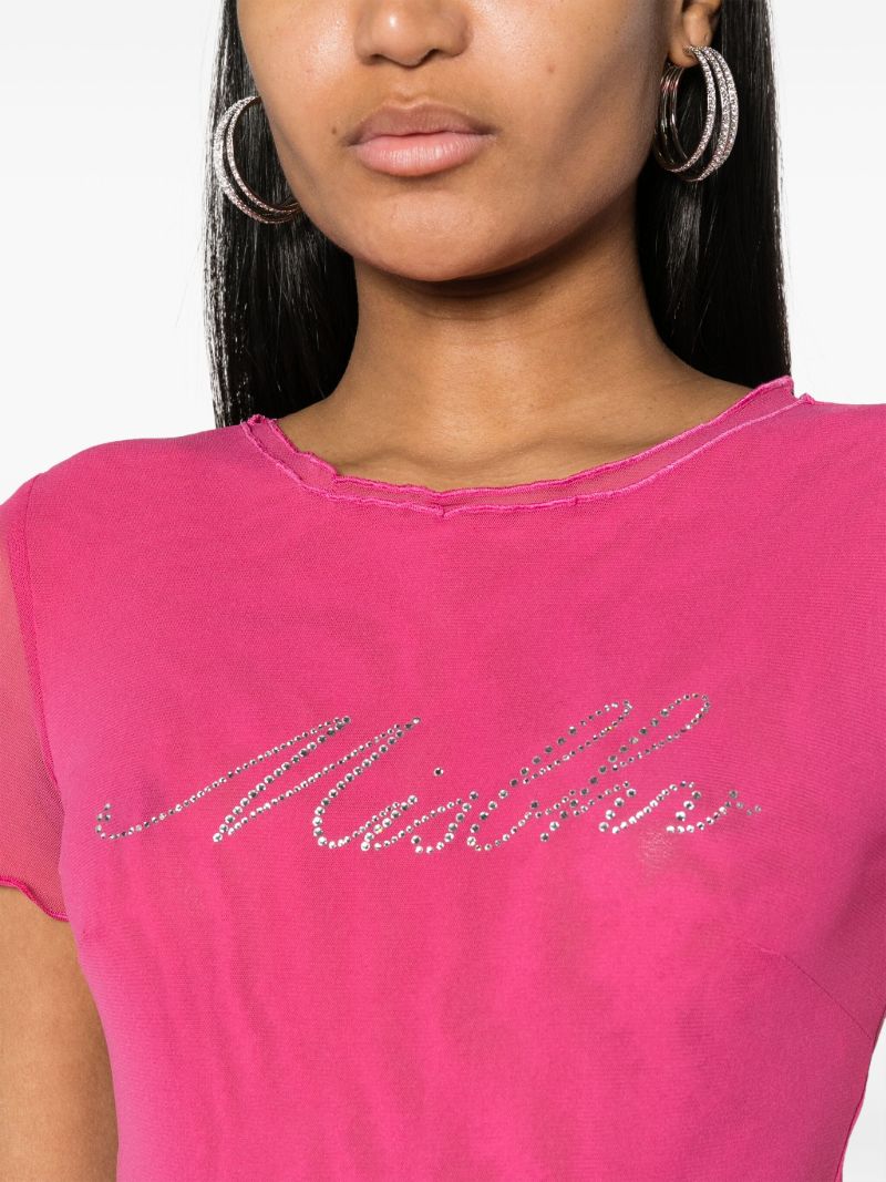 Pink Logo Embellished T-shirt