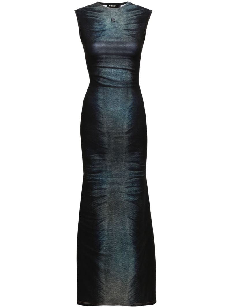 Blue Denim-print Mermaid Dress