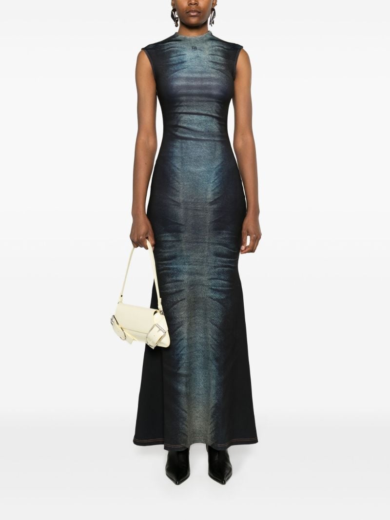 Blue Denim-print Mermaid Dress