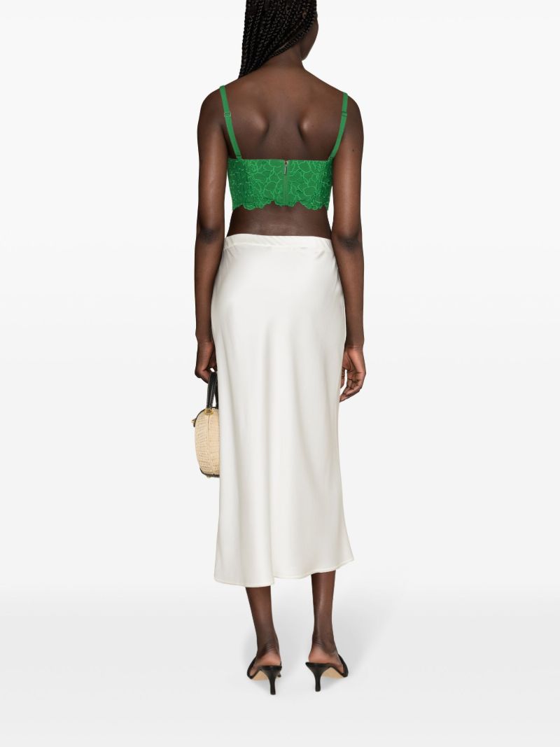 Green Floral-embroidered Bralette Top