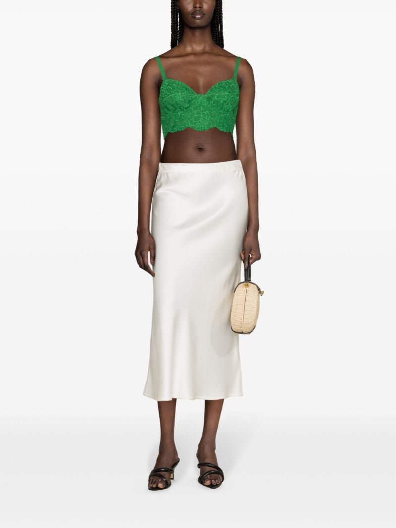 Green Floral-embroidered Bralette Top