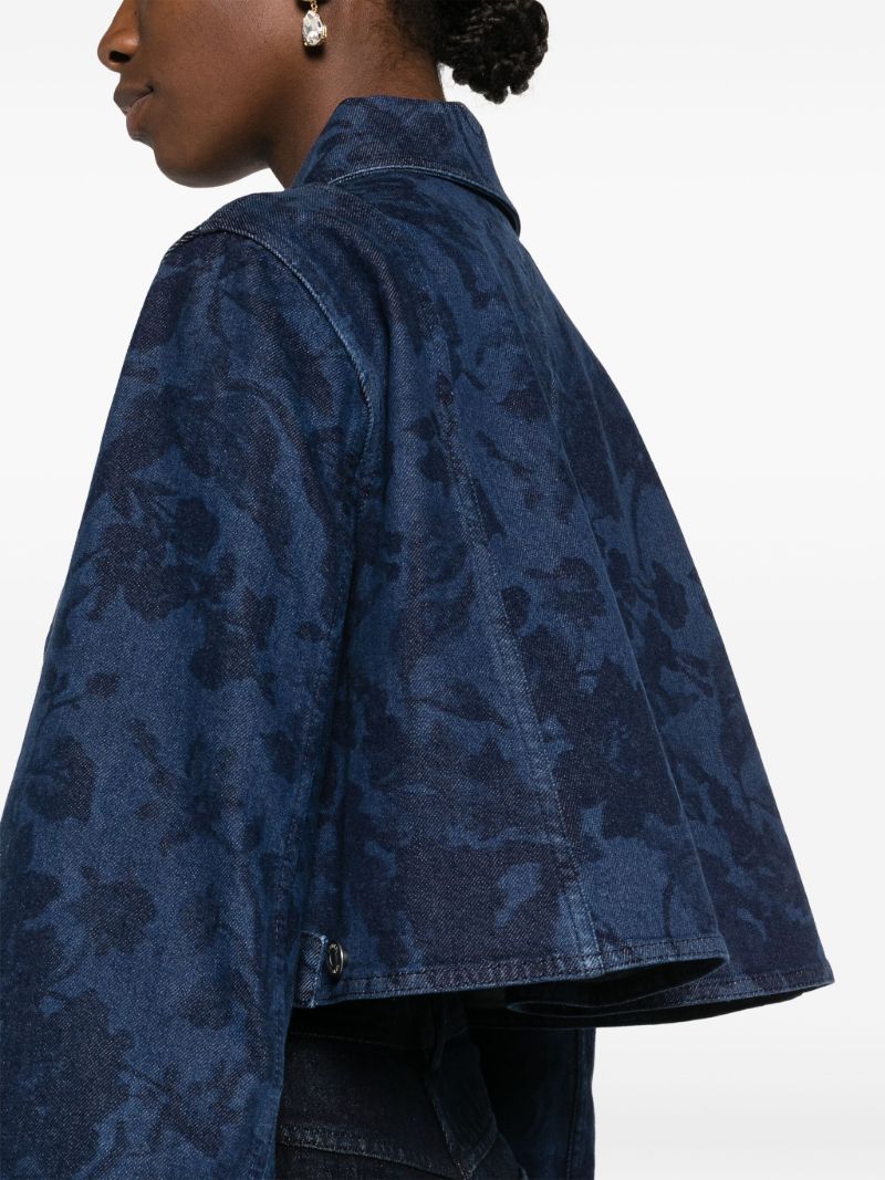 Blue Floral-print Denim Jacket