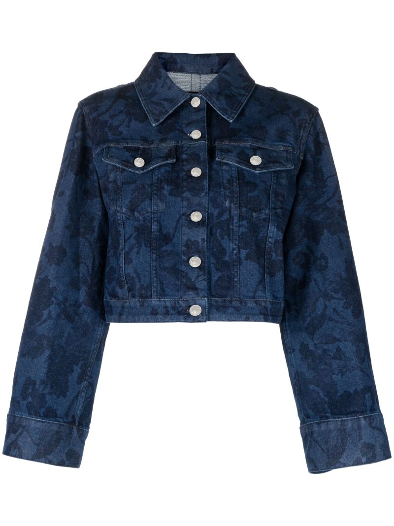 Blue Floral-print Denim Jacket
