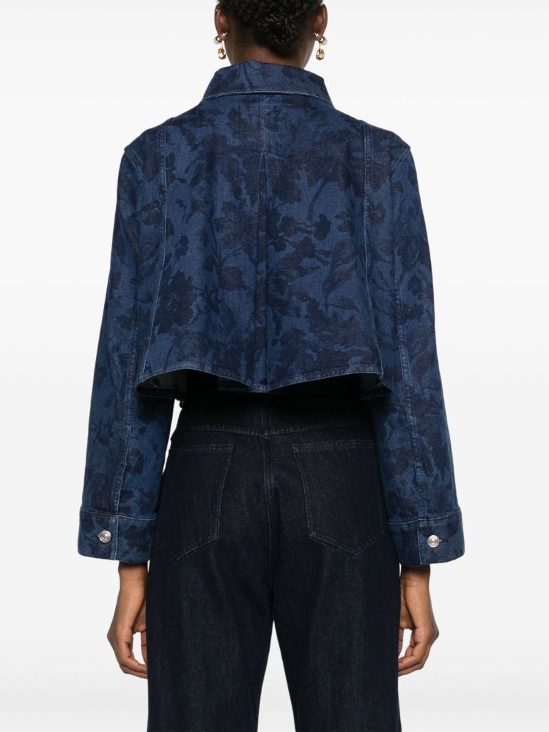 Blue Floral-print Denim Jacket