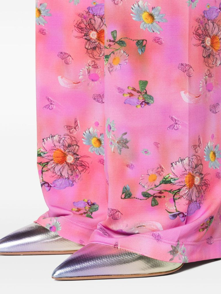 Pink Floral-print Trousers