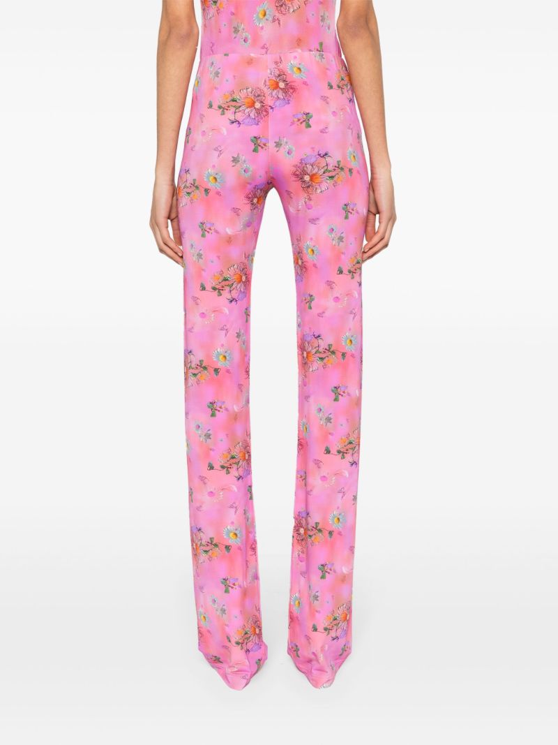 Pink Floral-print Trousers