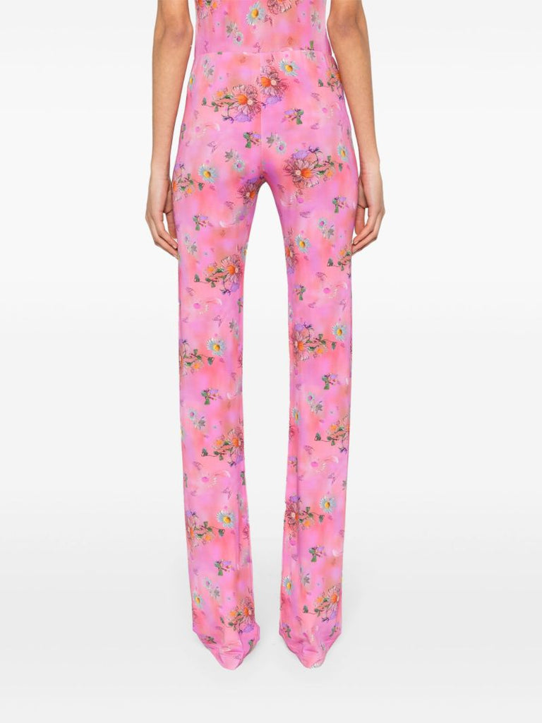 Pink Floral-print Trousers