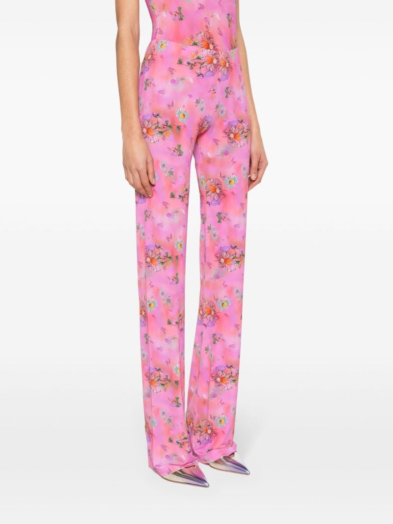 Pink Floral-print Trousers