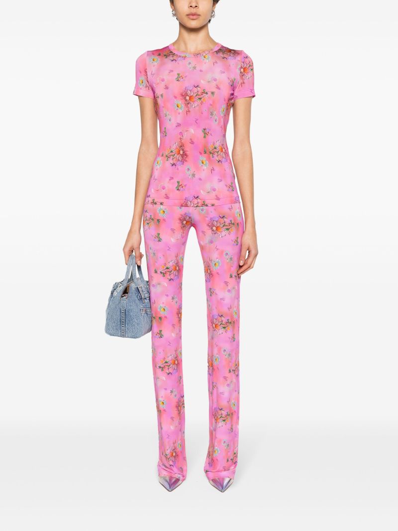 Pink Floral-print Trousers