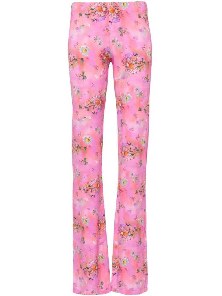 Pink Floral-print Trousers